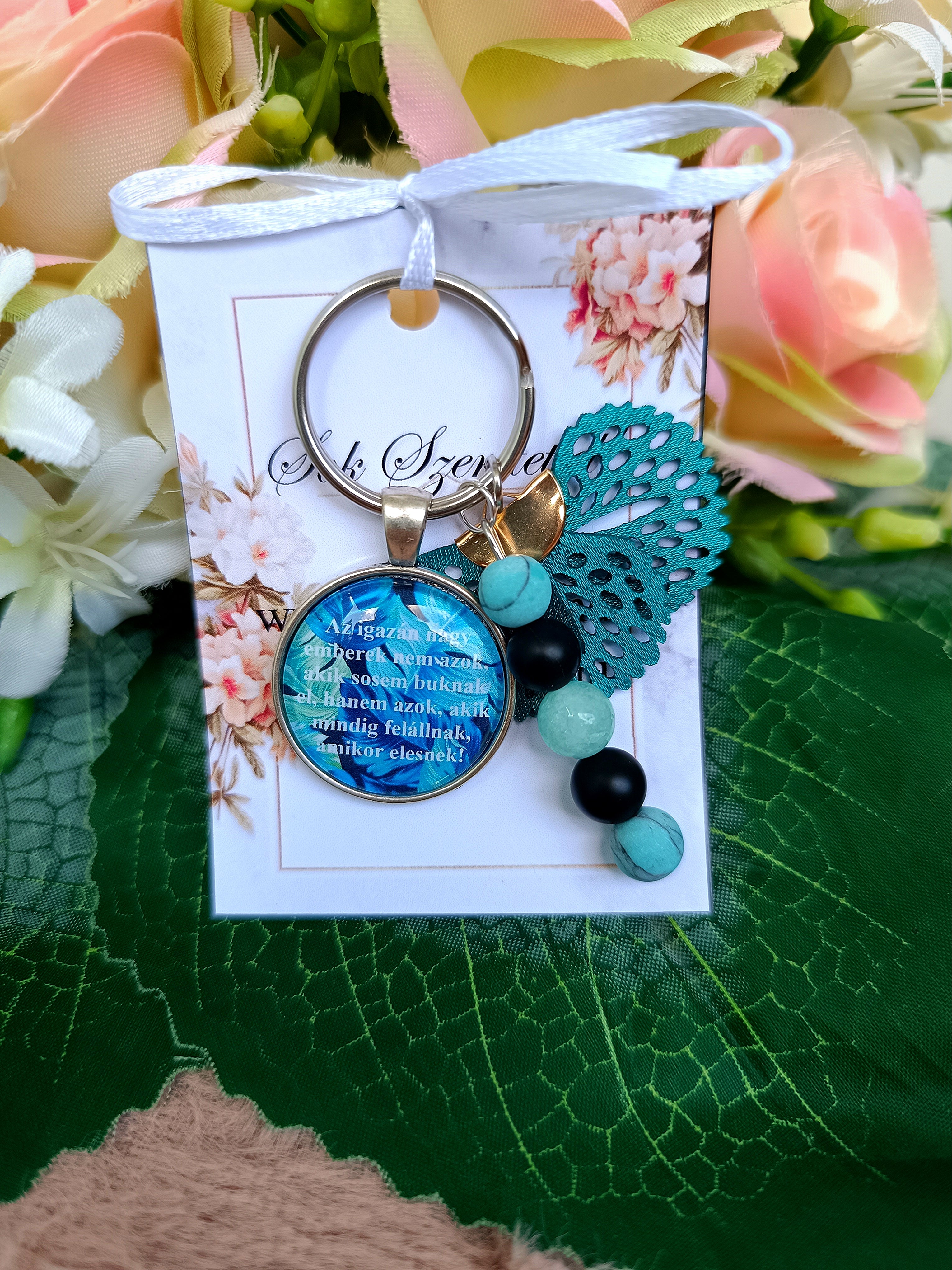 Motivációs kulcstartó türkiz